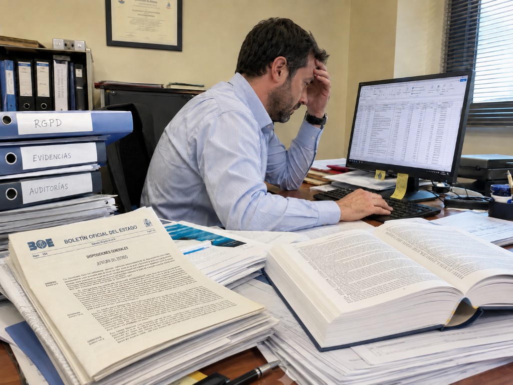 Gestor desbordado entre carpetas de RGPD, evidencias, auditorías y hojas de cálculo